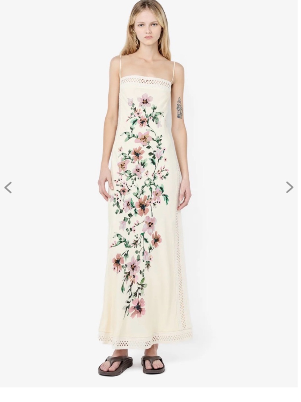 Cream Floral Slip Maxi Dress